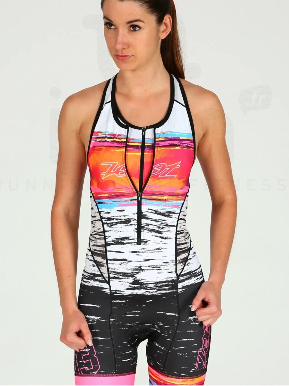ZOOT WOMENS LTD ATHLETIC TRIATHLON RACESUIT KIT SZ LARGE MULTICOLOR BRA ATTACHED
